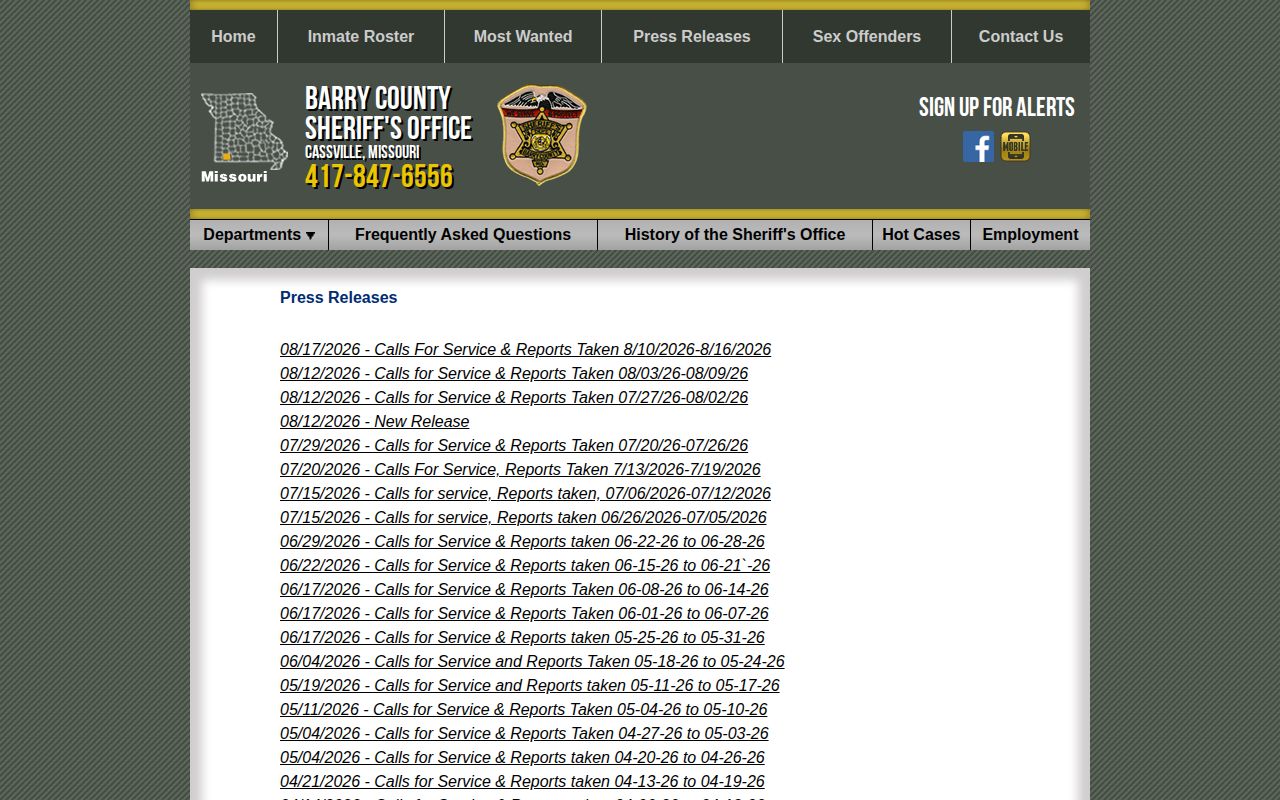 Barry County sheriff weekly press archive