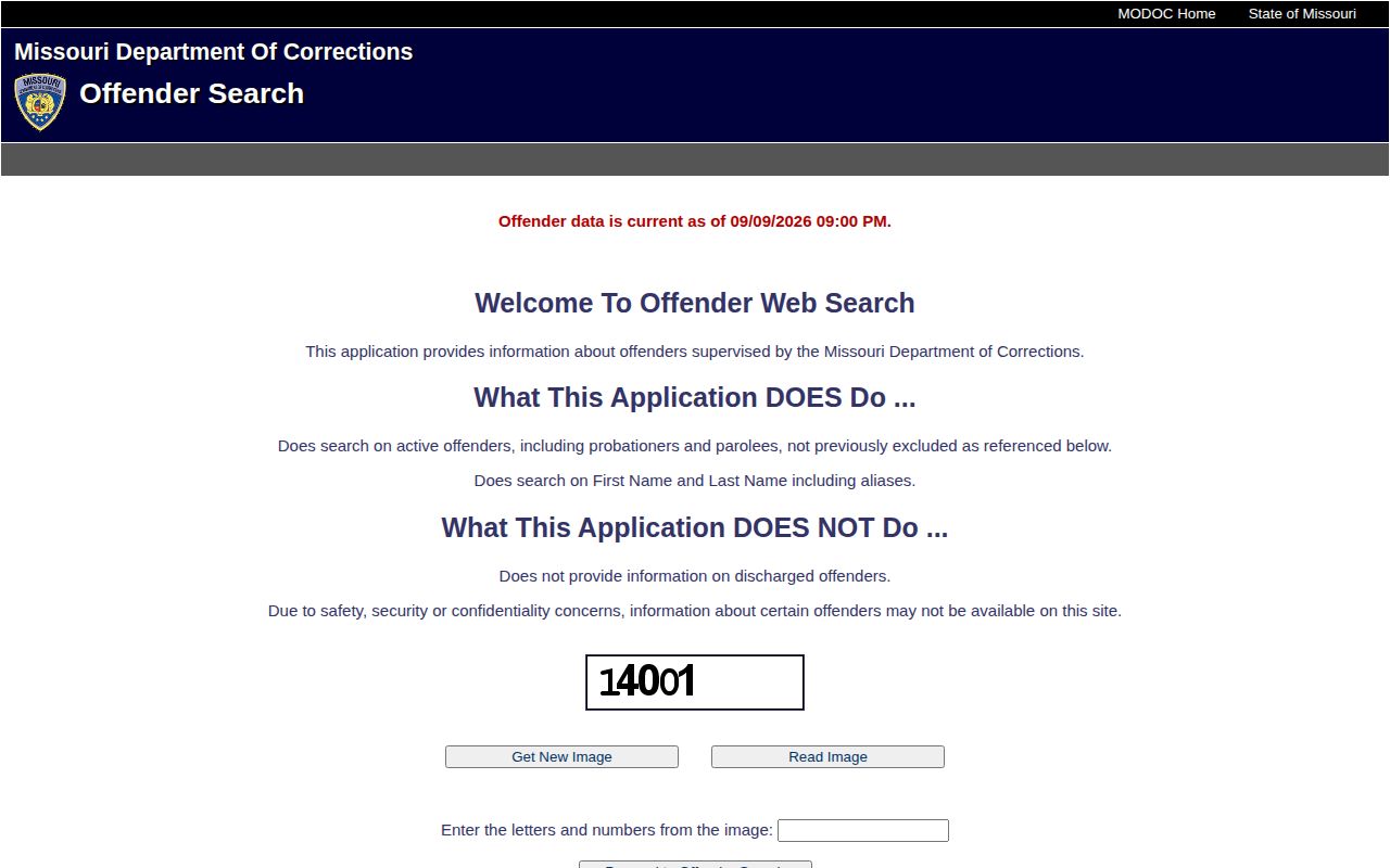 Missouri DOC state supervision search separate from Barry County recent arrest records