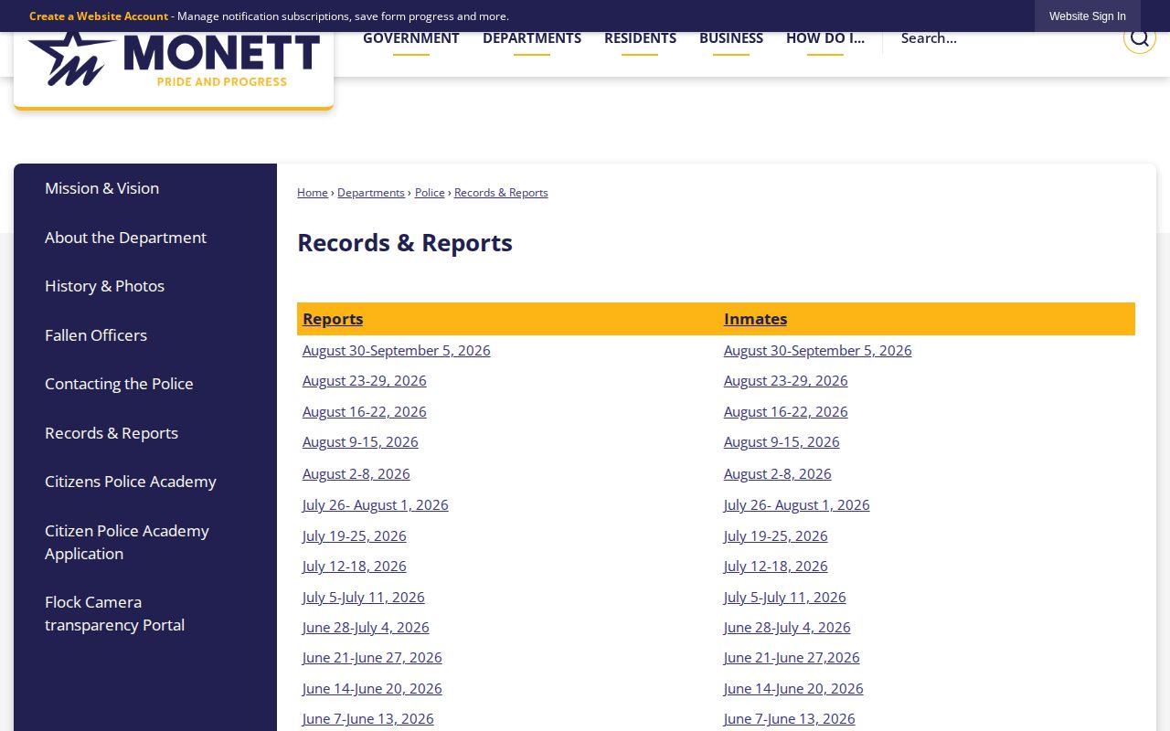 Monett recent arrest Records and Reports page